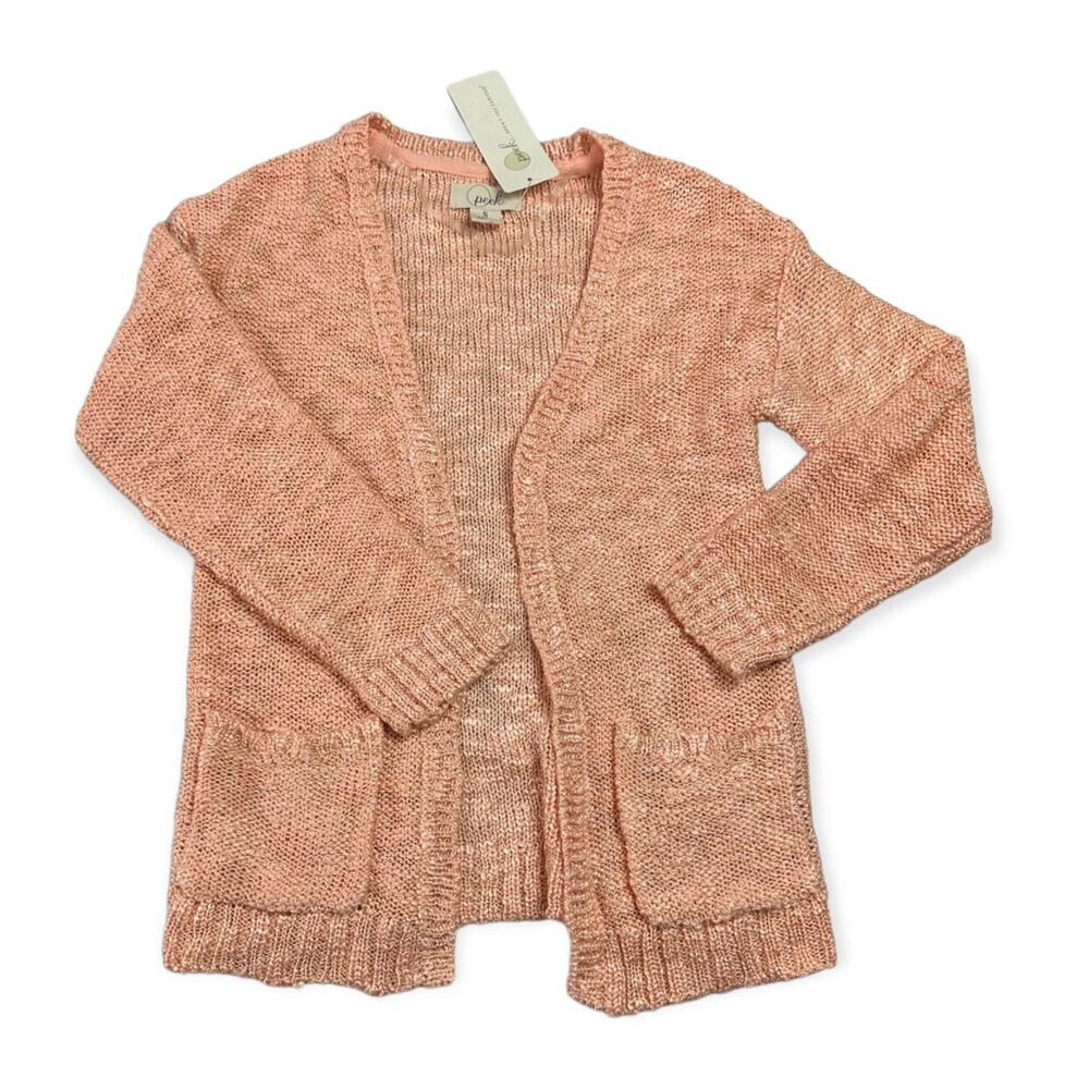 Girls Peek Peach Open Cardigan
